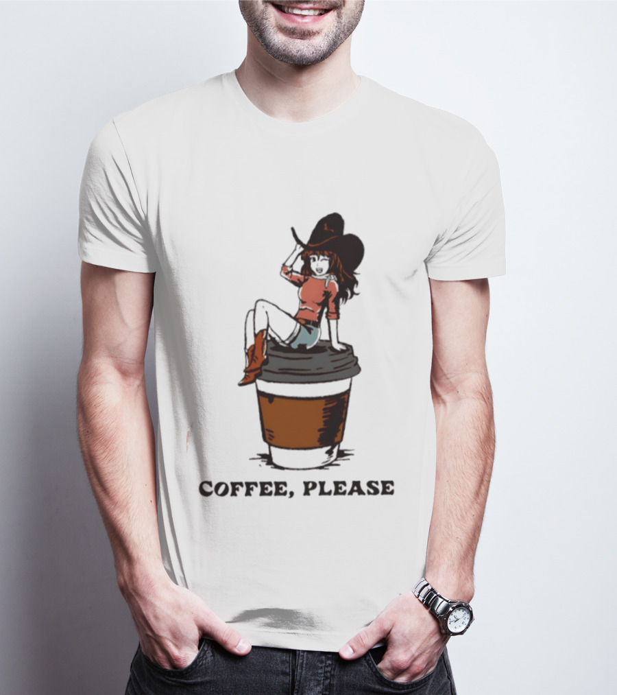 Cowgirl Coffee Please Western Caffeine Cartoon T-Shirt