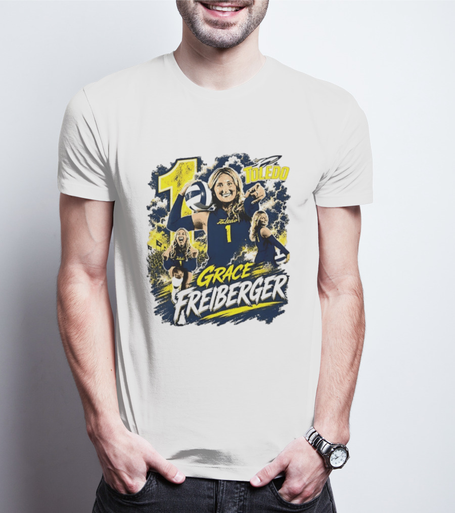 Grace Freiberger Toledo Rockets Volleyball NCAA Number 1 T-Shirt
