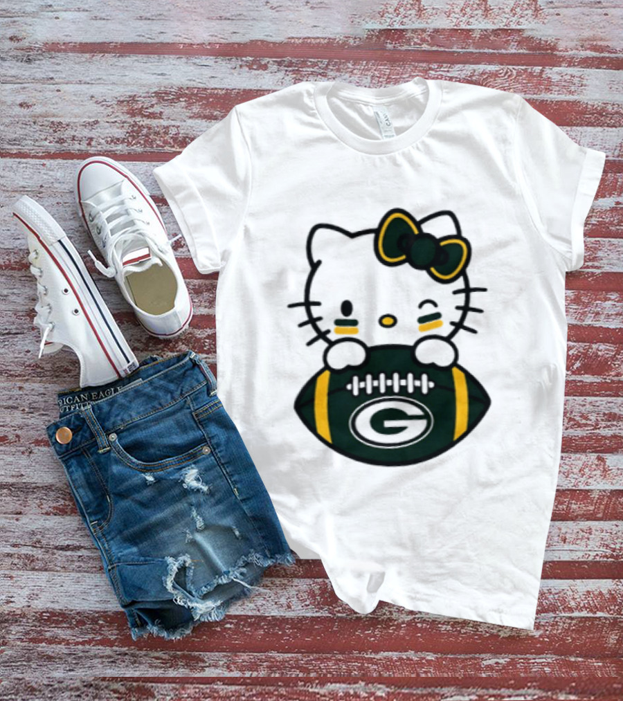 Green Bay Packers Hello Kitty Collaboration 2026 Football Season T-Shirt