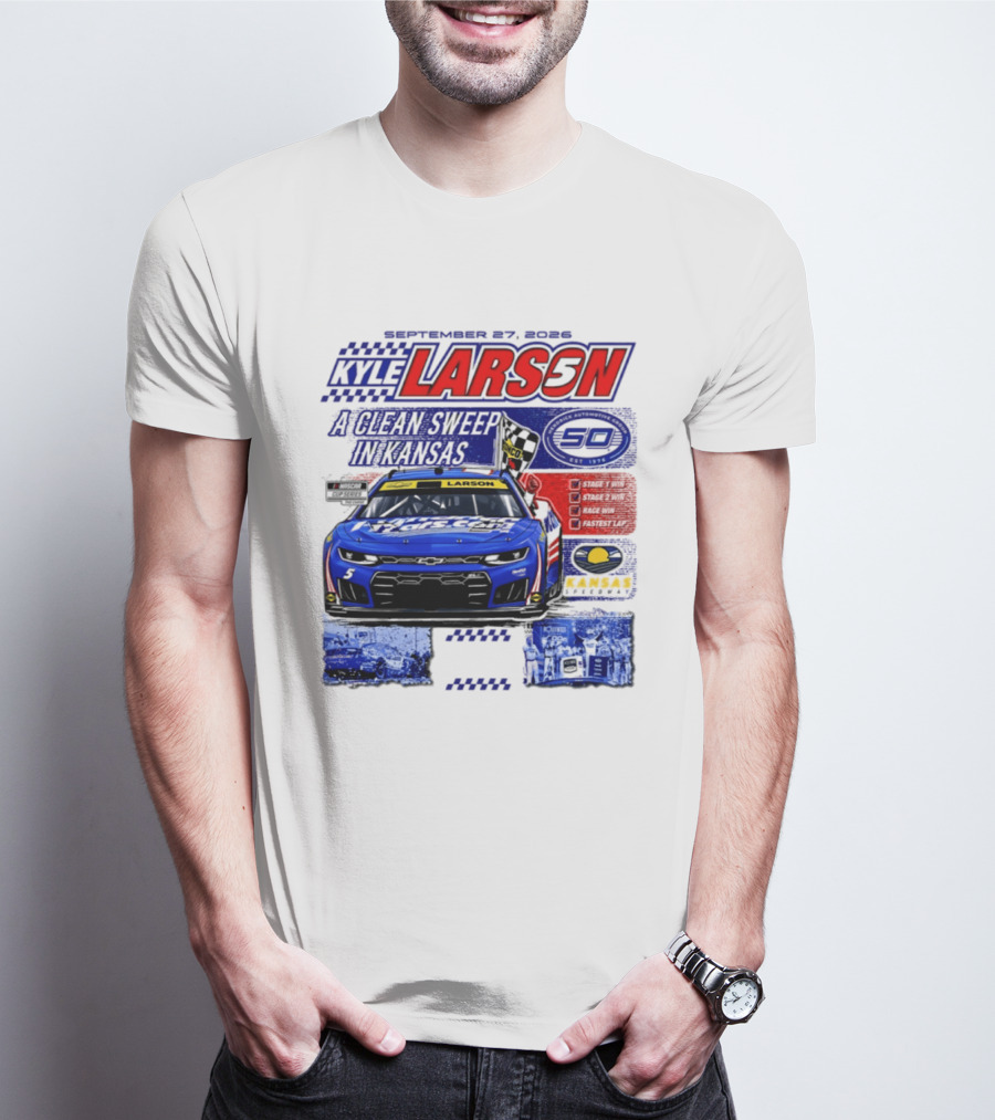 Kyle Larson A Clean Sweep In Kansas September 17 2026 T-Shirt