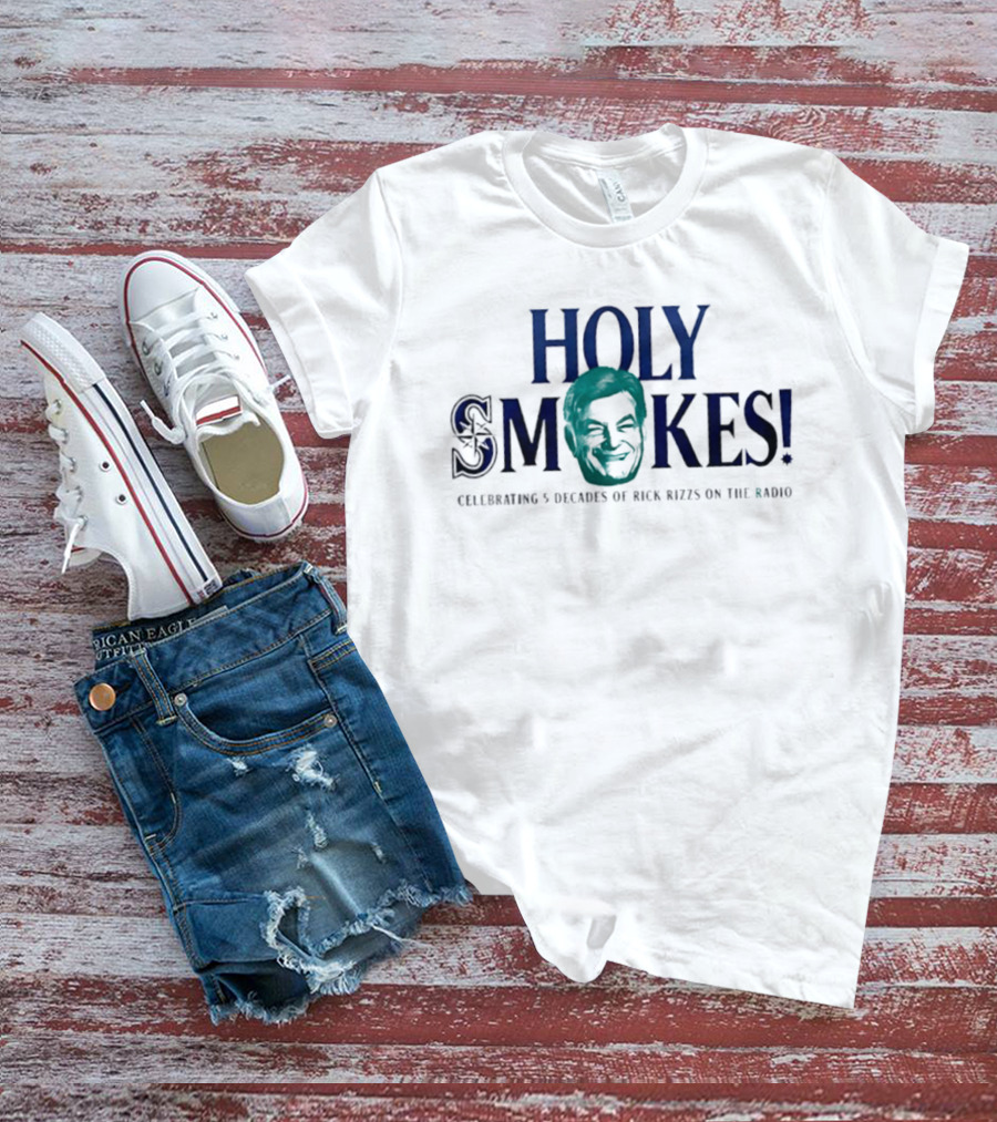Holy Smokes Celebrating 5 Decades Of Rick Rizzs On The Radio Seattle Mariners T-Shirt
