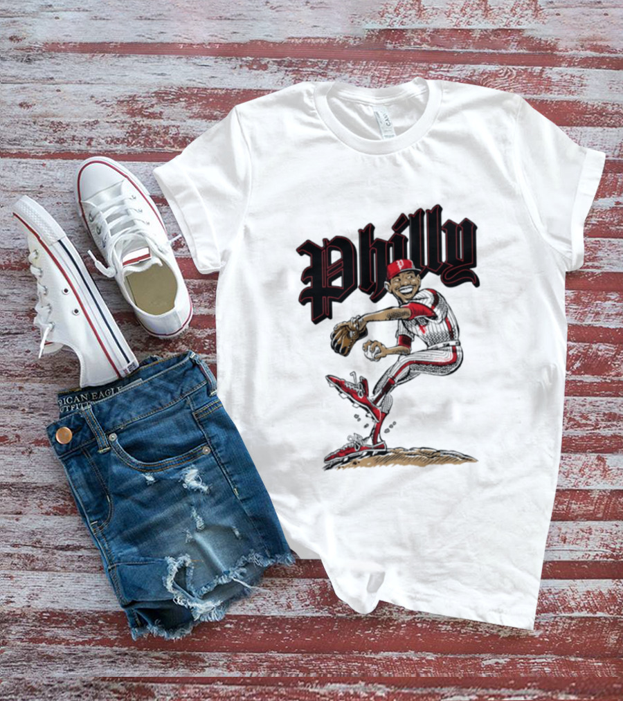 Philly Baseball Player Caricature T-Shirt