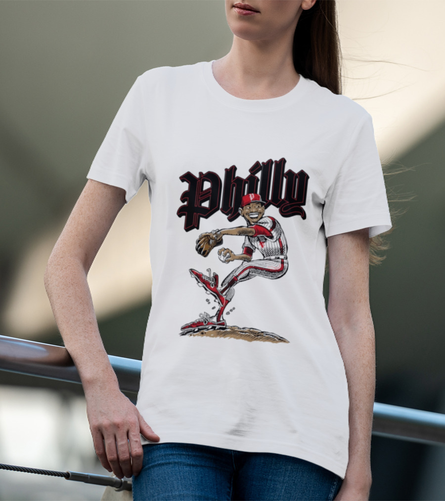 Philly Baseball Player Caricature T-Shirt