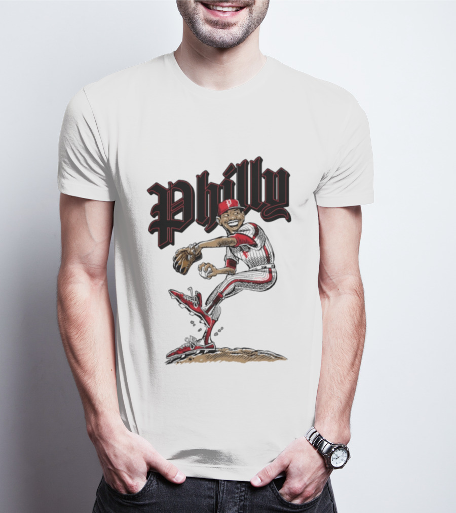 Philly Baseball Player Caricature T-Shirt