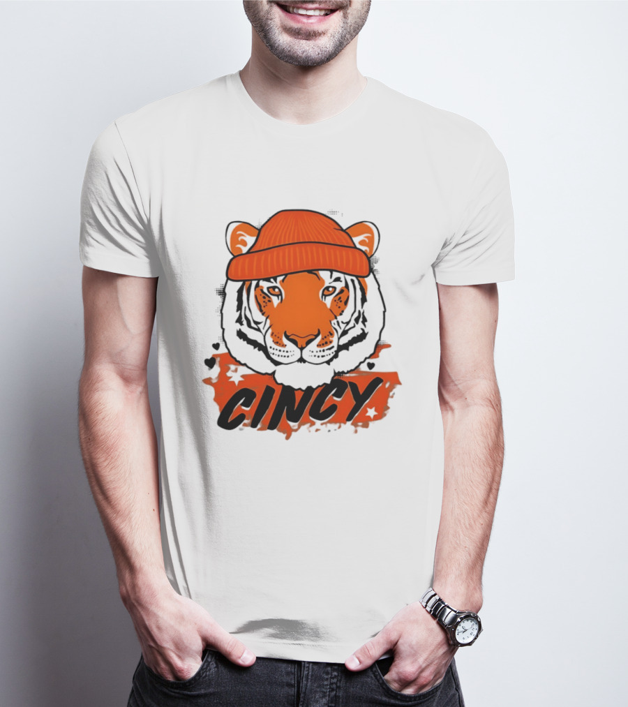Cincy Tiger Beanie Cincinnati Bengals Football T-Shirt