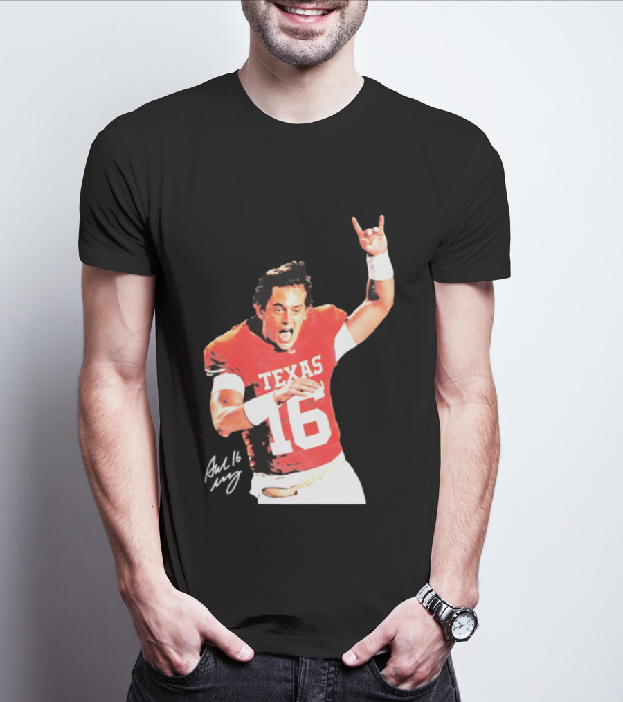 Arch Manning Texas Longhorns 16 Rock Hand Gesture T-Shirt