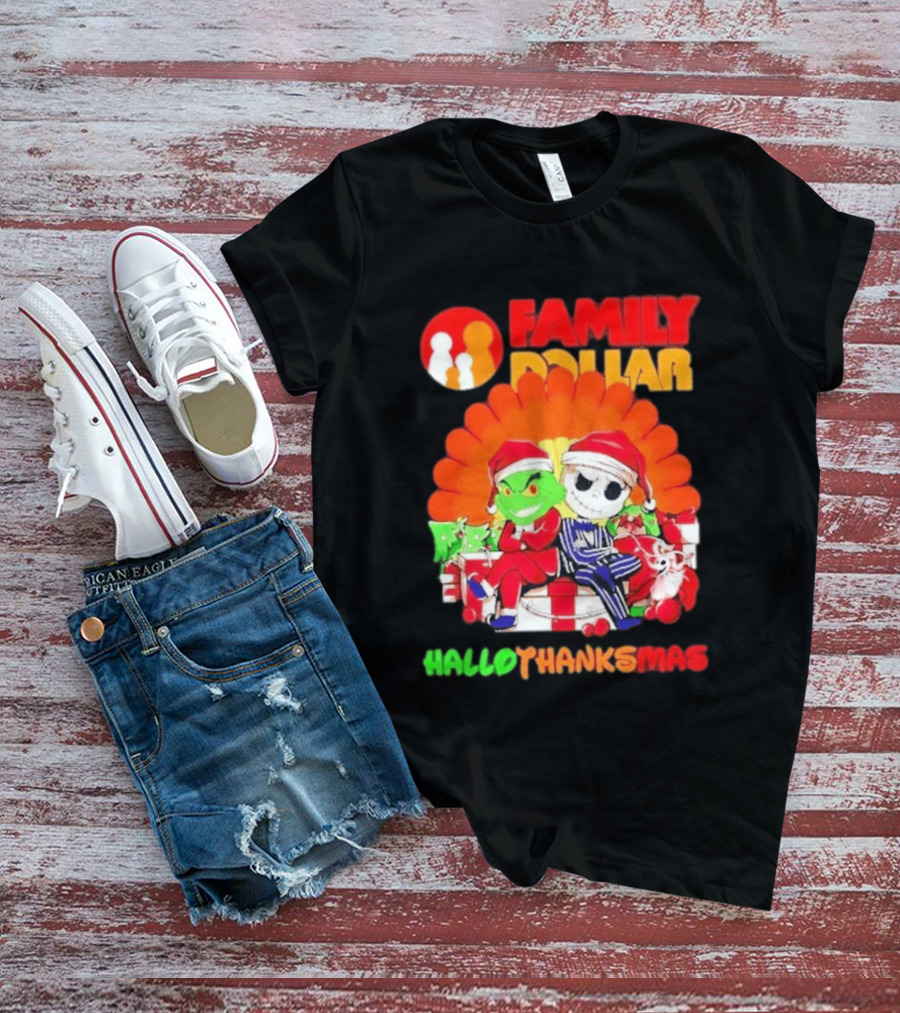 Family Dollar Grinch Jack Skellington Hallothanksmas 2026 T-Shirt