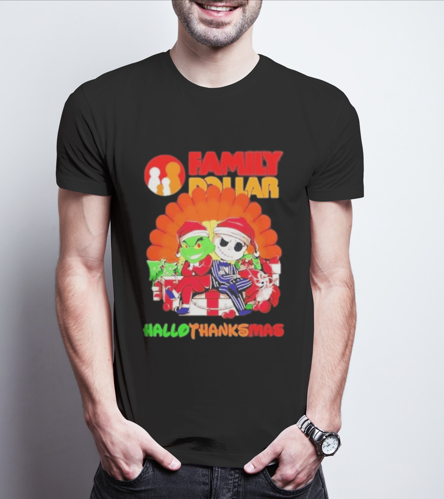 Family Dollar Grinch Jack Skellington Hallothanksmas 2026 T-Shirt
