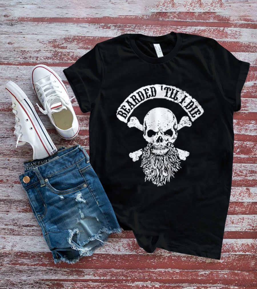 Bearded 'Til I Die Skull Crossbones Beard T-Shirt