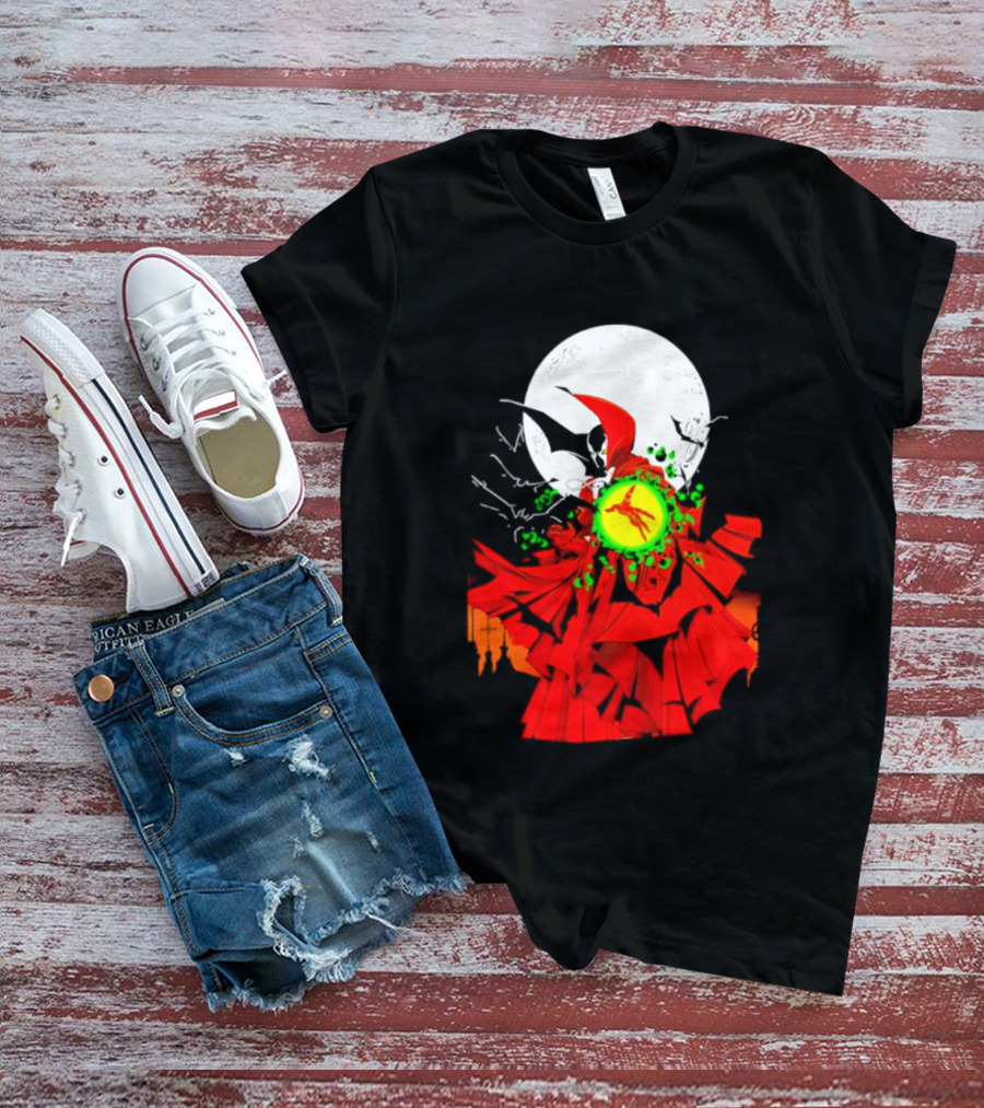 Graveyard Shift Whitegold Industries Spawn Halloween 2026 Full Red Moon T-Shirt