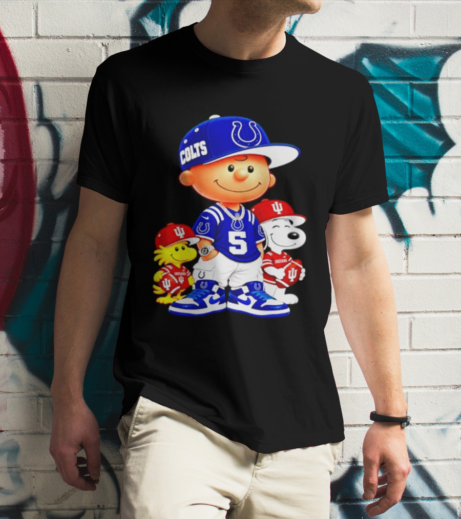 Charlie Brown And Snoopy Indianapolis Colts Indiana Hoosiers Football Team Merchandise T-Shirt