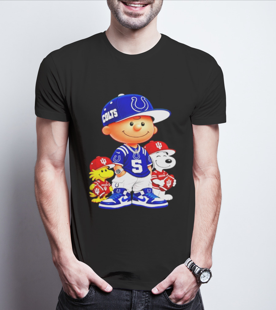 Charlie Brown And Snoopy Indianapolis Colts Indiana Hoosiers Football Team Merchandise T-Shirt