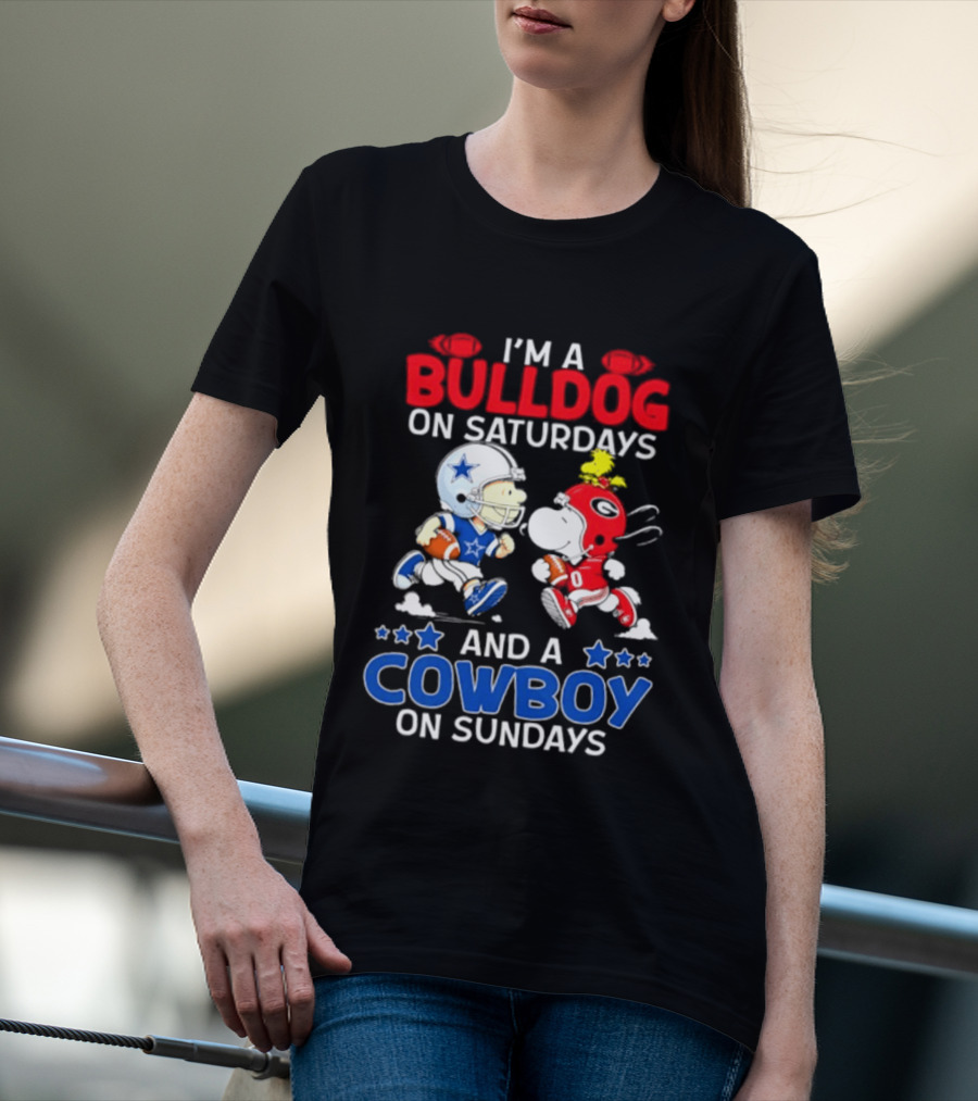 I'm A Bulldog On Saturdays And A Cowboy On Sundays Football Peanuts Sports T-Shirt