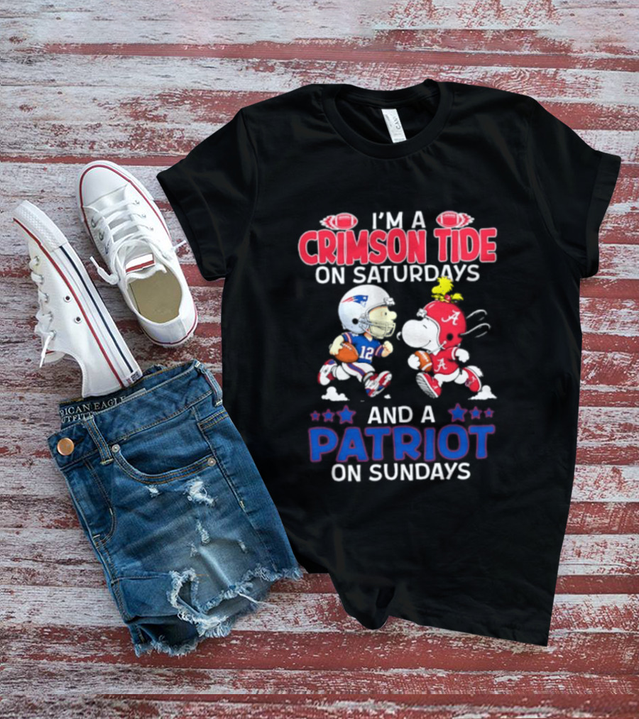 I'm A Crimson Tide On Saturdays And A Patriot On Sundays Football Peanuts T-Shirt