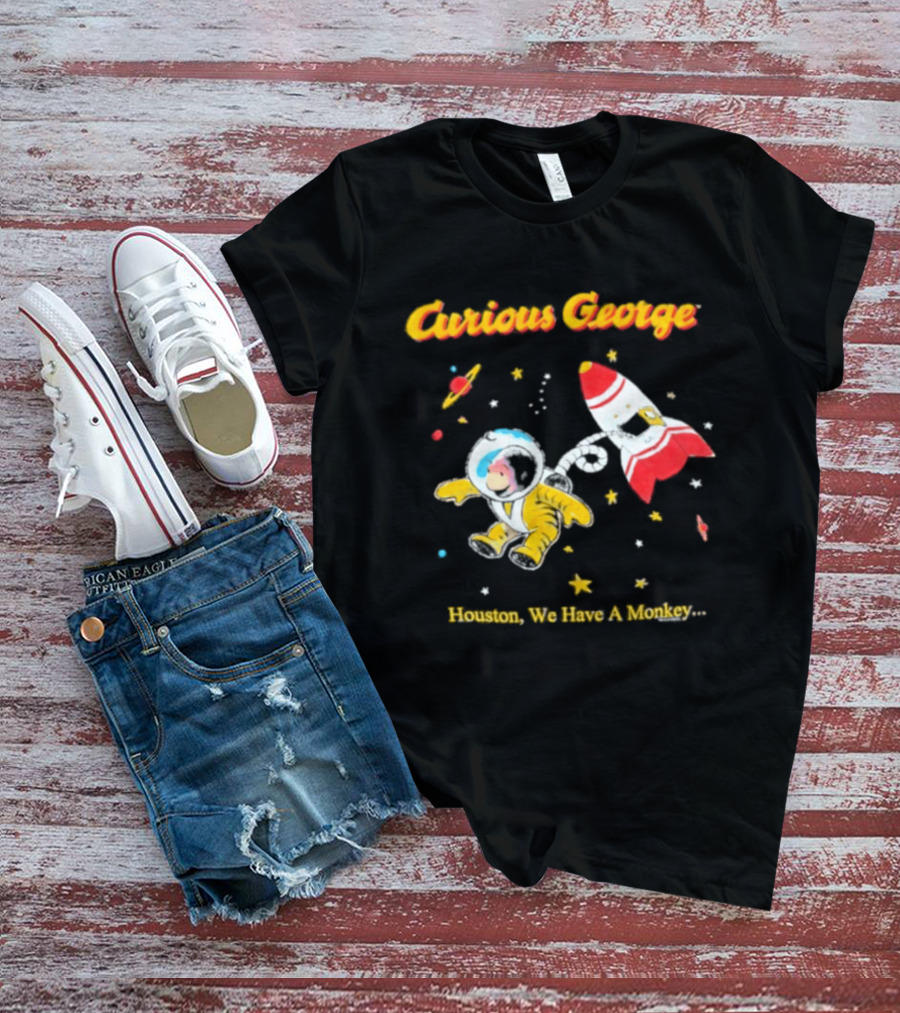 Curious George Astronaut Adventure Houston We Have A Monkey Space Rocket T-Shirt