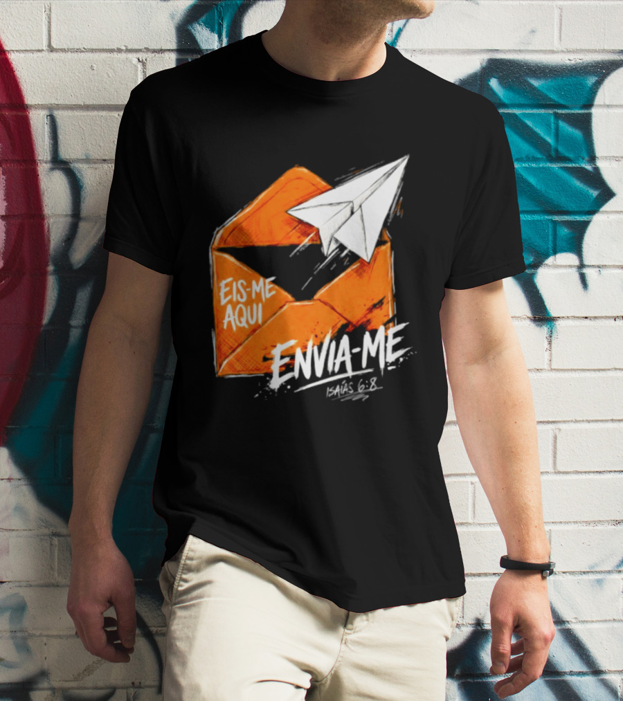 Eis Me Aqui Envia Me Isaias 6 8 Christian Envelope Paper Airplane T-Shirt