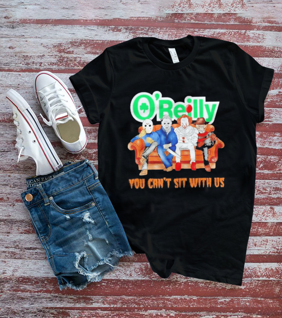 O'Reilly Horror Characters Friends Halloween 2026 You Can't Sit With Us Couch T-Shirt