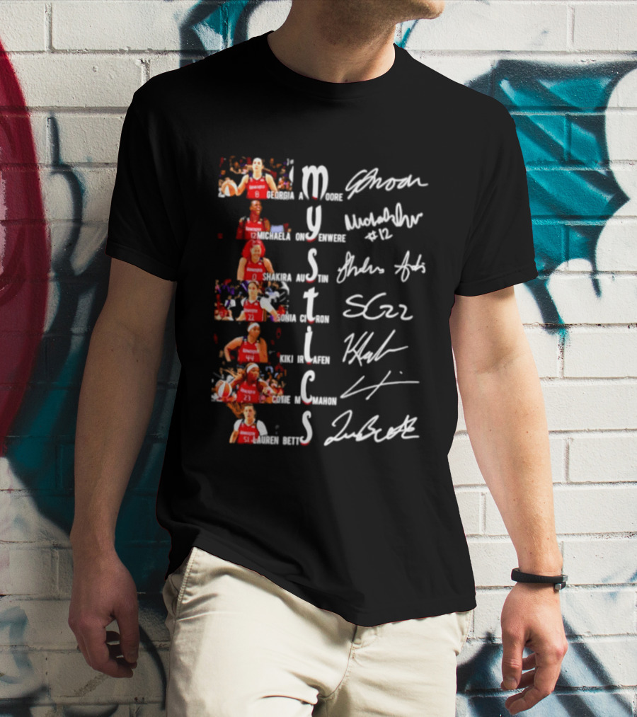 Washington Mystics Amoore Onyenwere Austin Citron Irjafen Mcmahon Betts Signatures Basketball Team Players T-Shirt