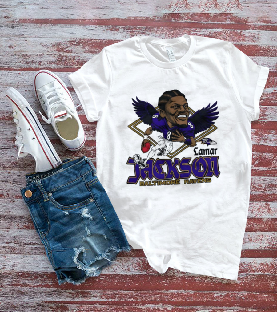 Lamar Jackson Baltimore Ravens Caricature T-Shirt