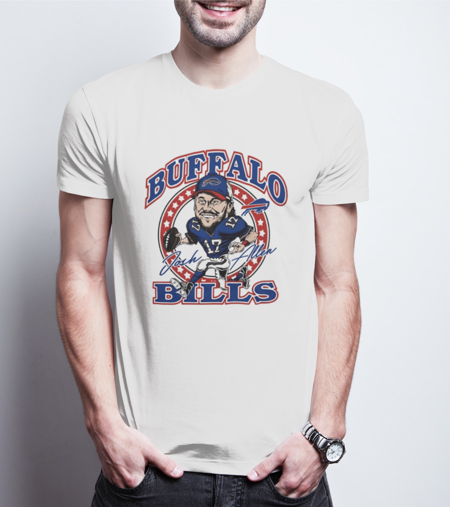 Buffalo Bills Josh Allen Caricature Player Signature 17 T-Shirt