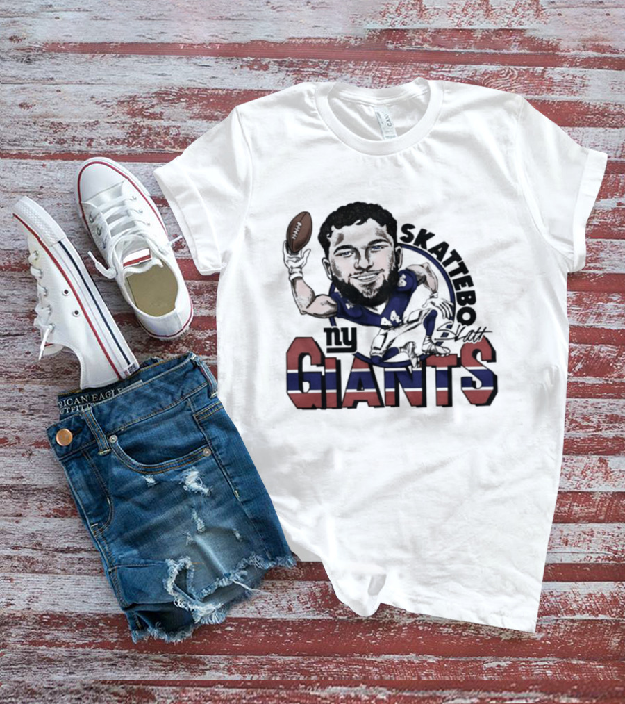 Skattebo New York Giants Football Caricature Player T-Shirt