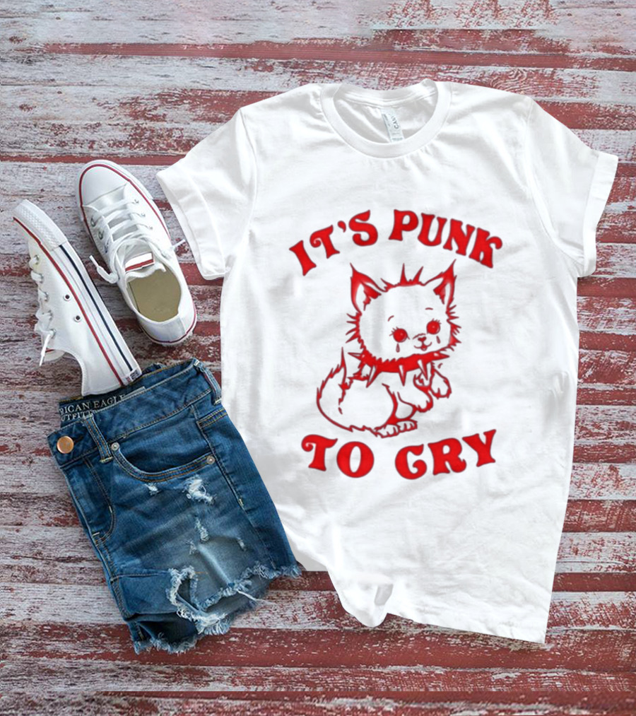 It's Punk To Cry Cat Spiked Collar T-Shirt
