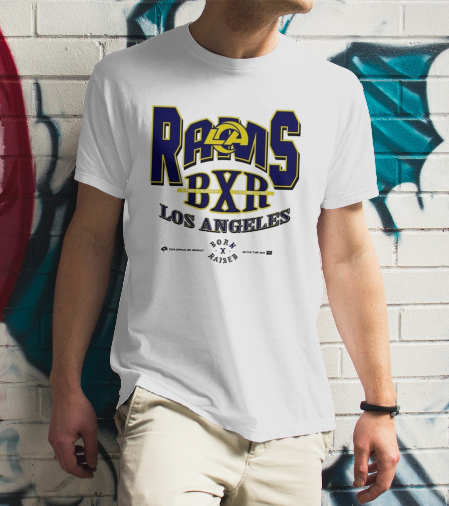 Los Angeles Rams BXR Born X Raised On The Turf 2026 Product White T-Shirt