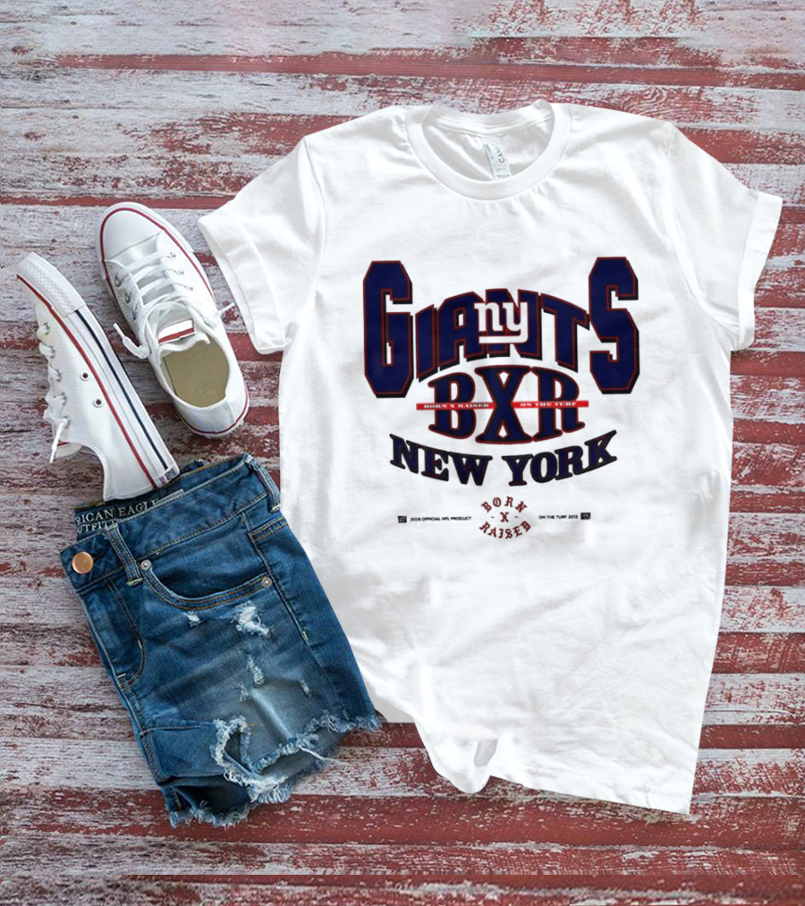 New York Giants BXR Born X Raised On The Turf Football T-Shirt