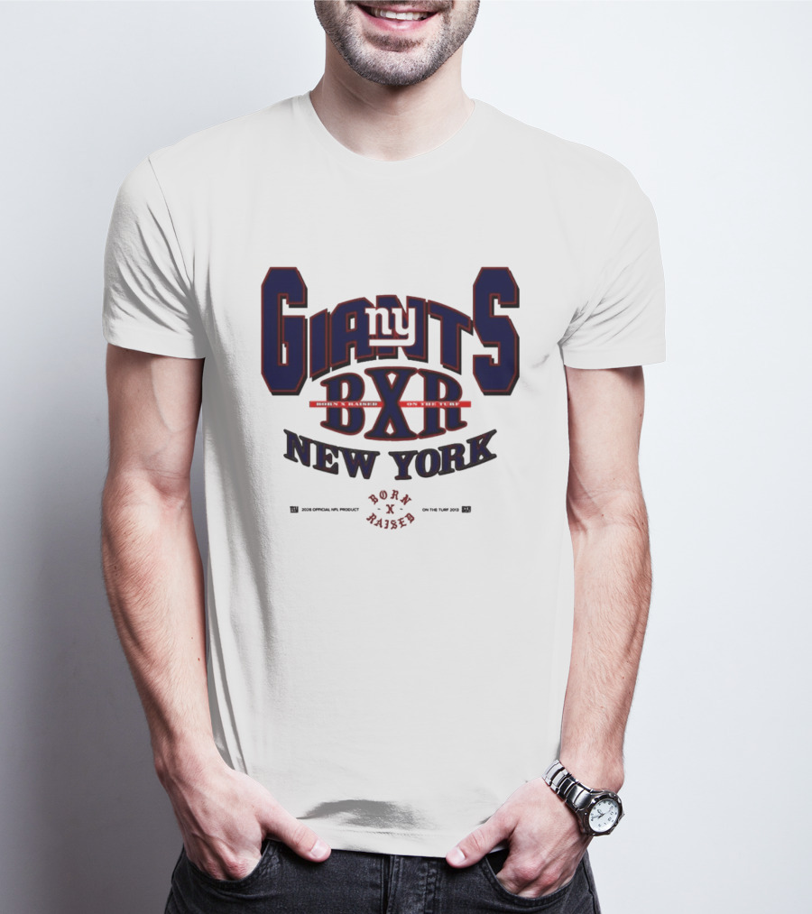 New York Giants BXR Born X Raised On The Turf Football T-Shirt
