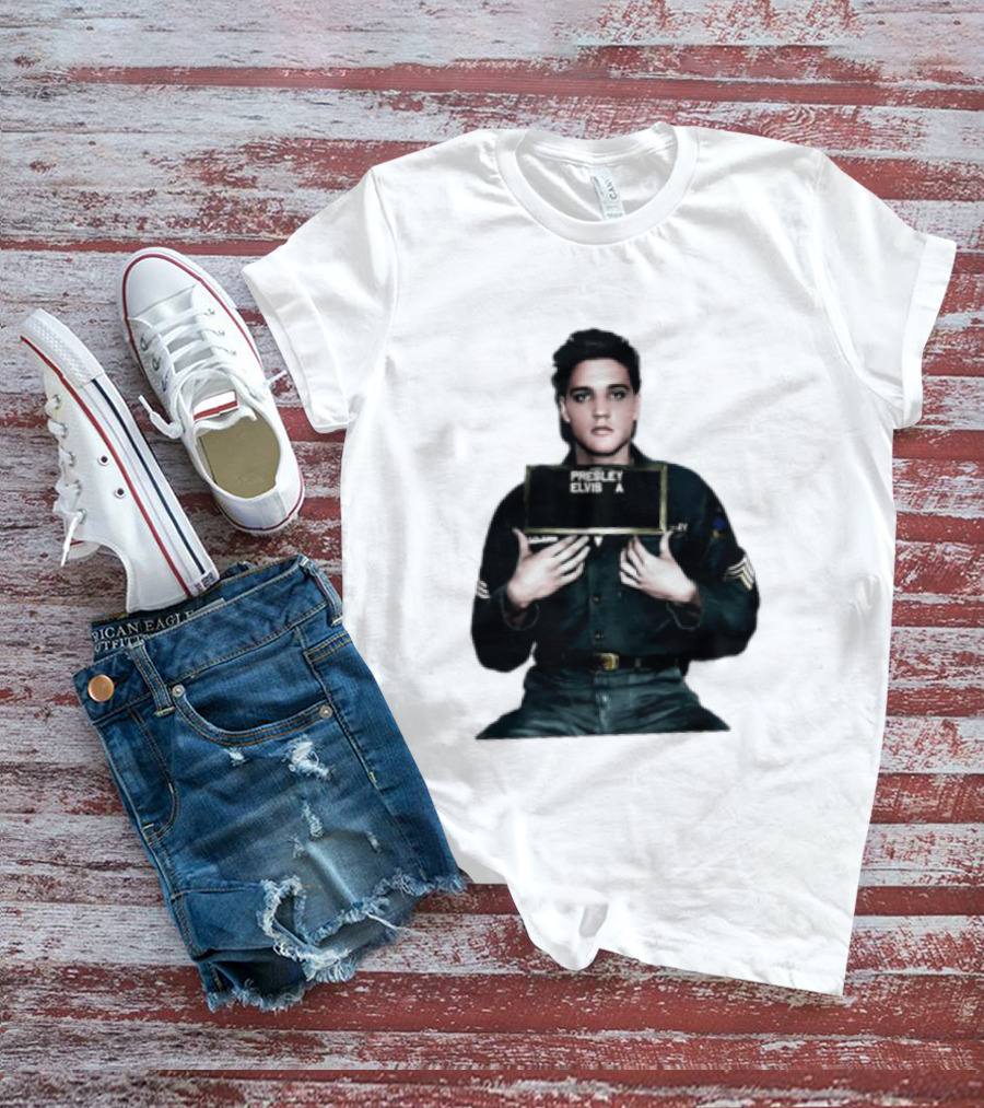 Elvis Presley Army Shot King Of Rock And Roll Iconic Military T-Shirt