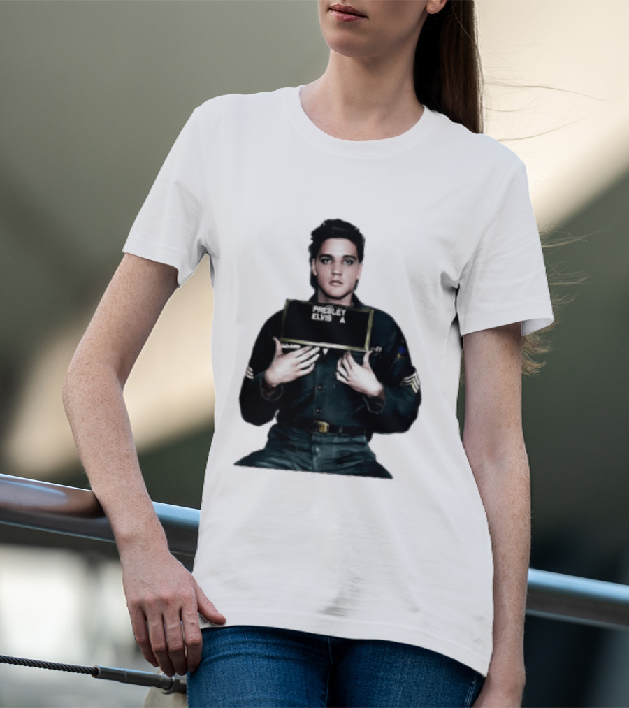 Elvis Presley Army Shot King Of Rock And Roll Iconic Military T-Shirt