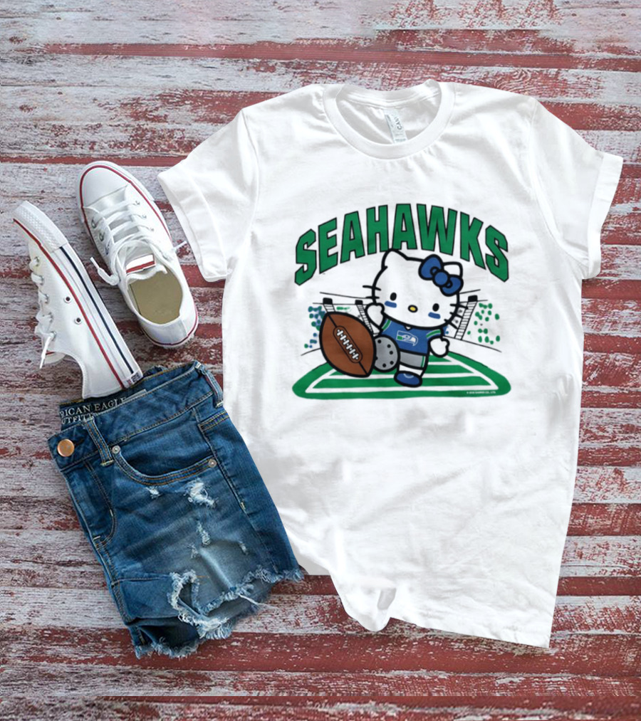 Hello Kitty Seattle Seahawks Football Stadium Kickoff T-Shirt