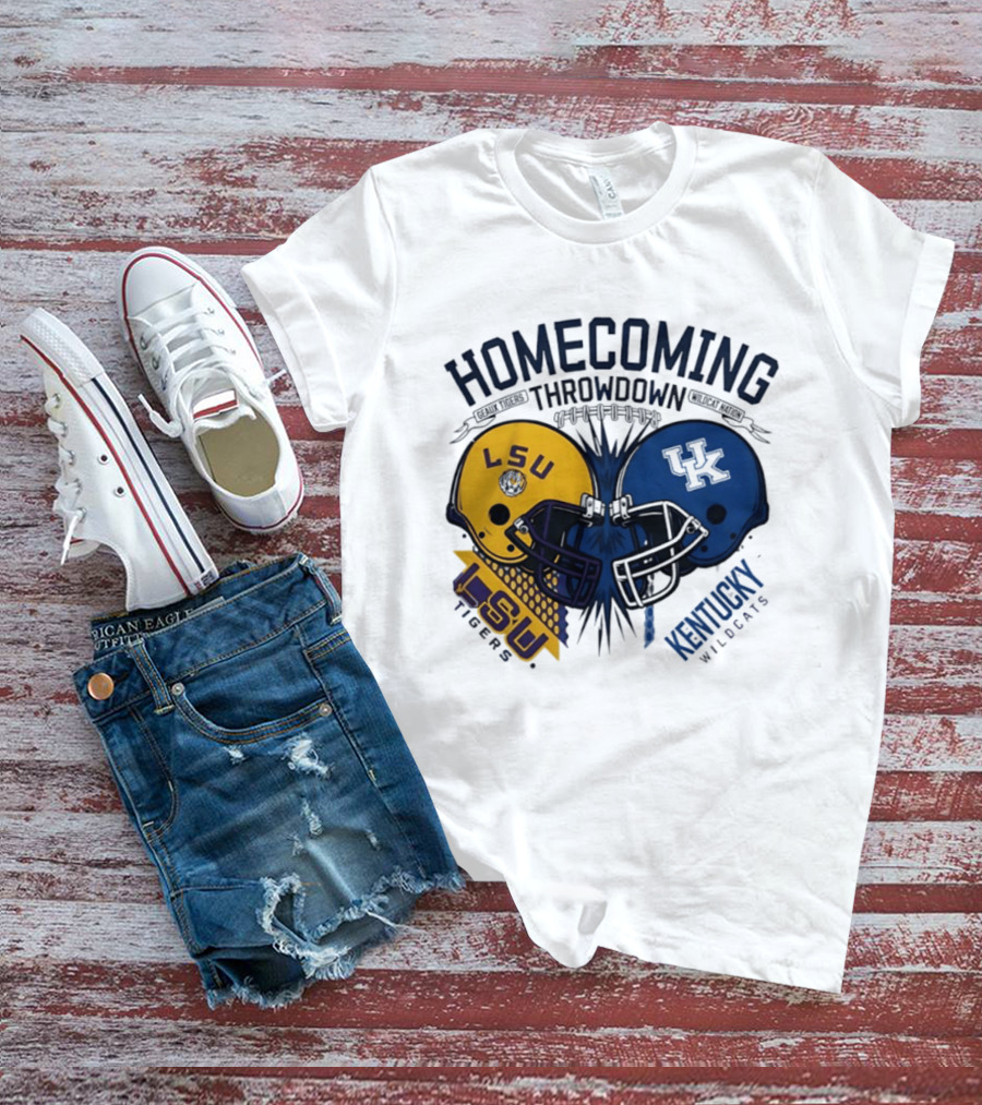 LSU Tigers Vs Kentucky Wildcats Football Homecoming Throwdown October 10 2026 Helmet Clash T-Shirt
