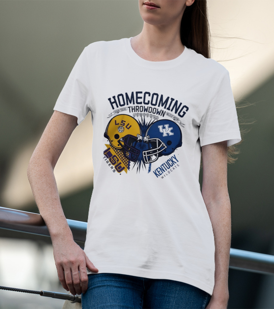 LSU Tigers Vs Kentucky Wildcats Football Homecoming Throwdown October 10 2026 Helmet Clash T-Shirt