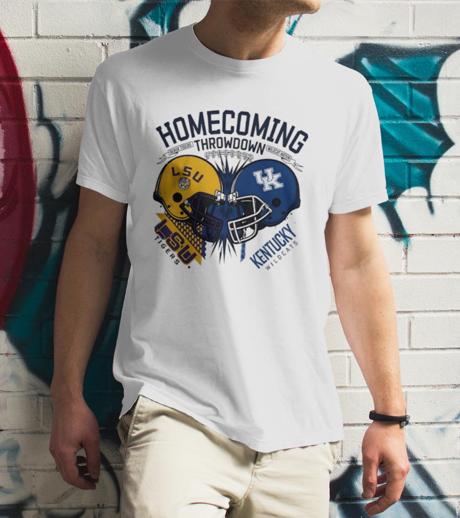 LSU Tigers Vs Kentucky Wildcats Football Homecoming Throwdown October 10 2026 Helmet Clash T-Shirt