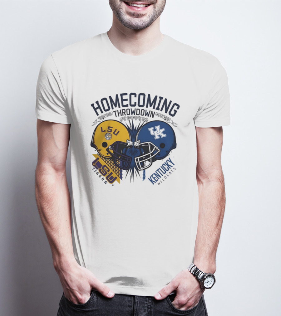 LSU Tigers Vs Kentucky Wildcats Football Homecoming Throwdown October 10 2026 Helmet Clash T-Shirt