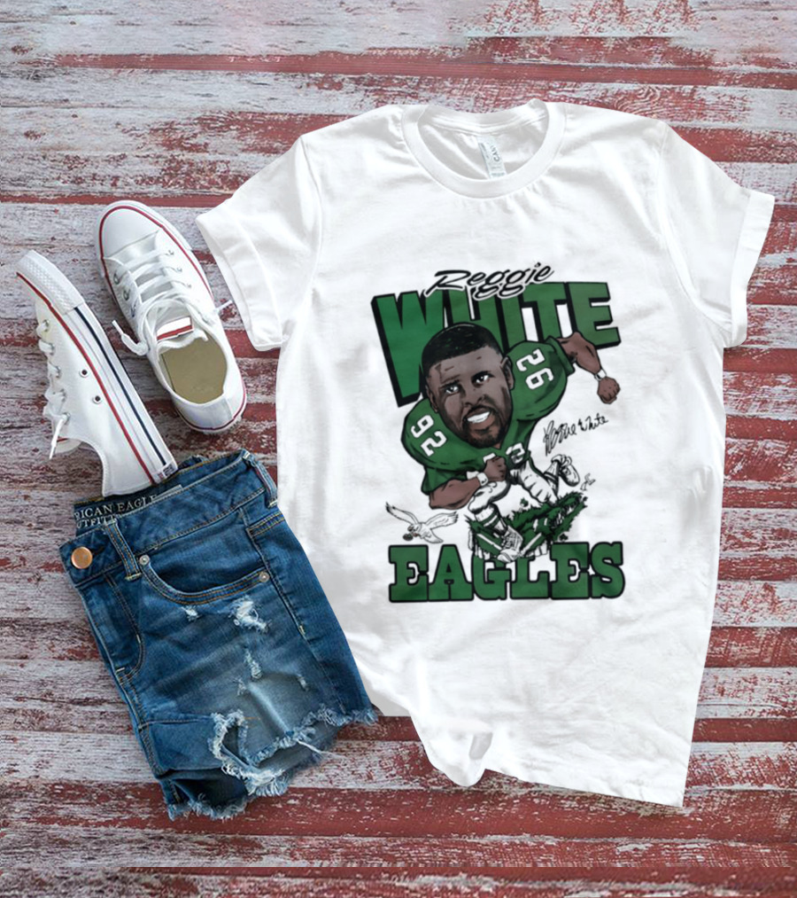 Philadelphia Eagles Reggie White 92 Player Caricature T-Shirt