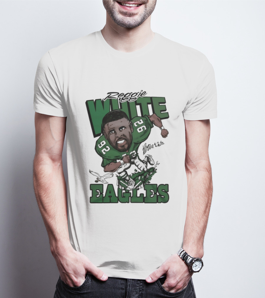 Philadelphia Eagles Reggie White 92 Player Caricature T-Shirt