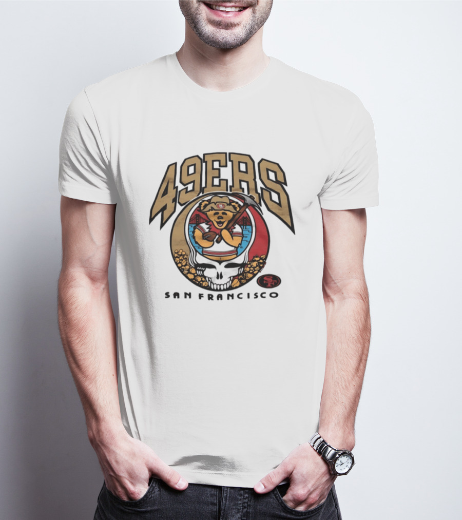 San Francisco 49ers Grateful Dead Steal Your Face Bear Design Collaboration T-Shirt