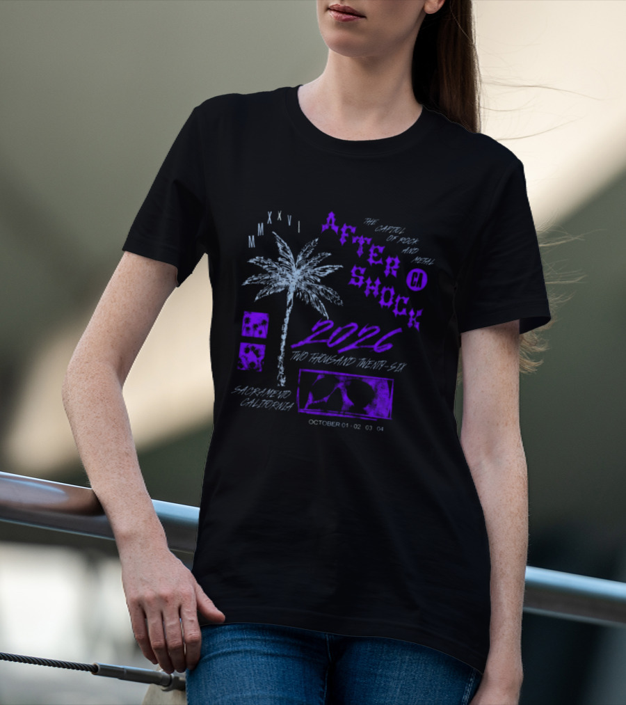 Aftershock Festival 2026 Sacramento California The Capitol Of Rock And Metal October 1 2 3 4 MMXXVI Face Palm T-Shirt