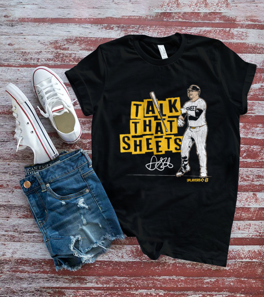 Gavin Sheets Talk That Sheets Baseball Player Yellow Block Lettering T-Shirt