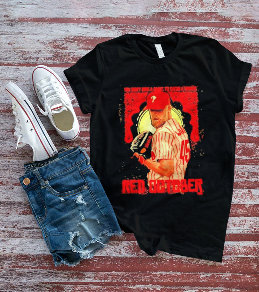 Zack Wheeler Philadelphia Phillies Red October 2026 You Don't Hire A Saint To Catch A Sinner Baseball T-Shirt