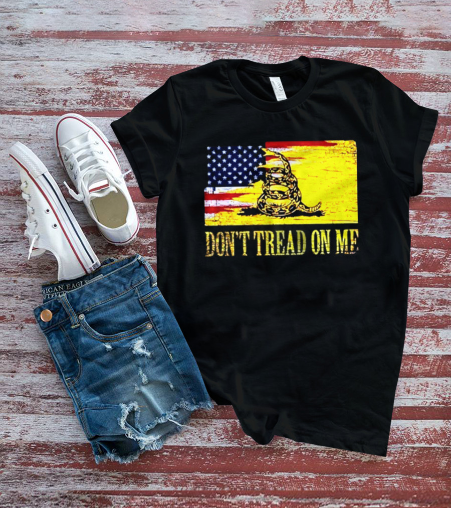 American Flag And Gadsden Snake Don't Tread On Me T-Shirt