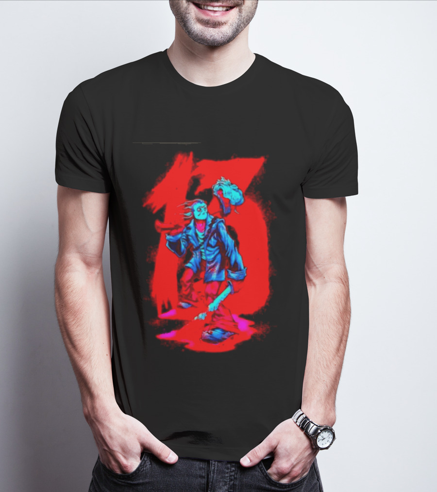 Jason Voorhees Friday The 13th Horror Movie Halloween Scary Mask Red T-Shirt
