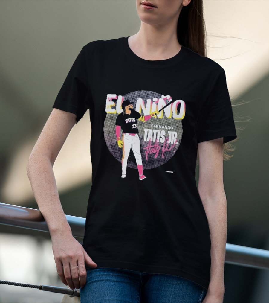 Padres Fernando Tatis Jr El Niño 23 Pink Bat Baseball T-Shirt