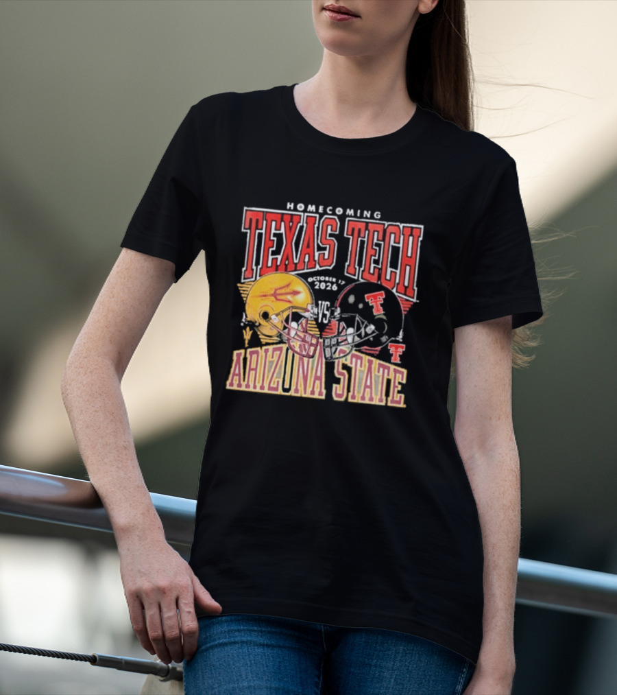 Texas Tech Vs Arizona State Homecoming Football 2026 Helmet Showdown T-Shirt