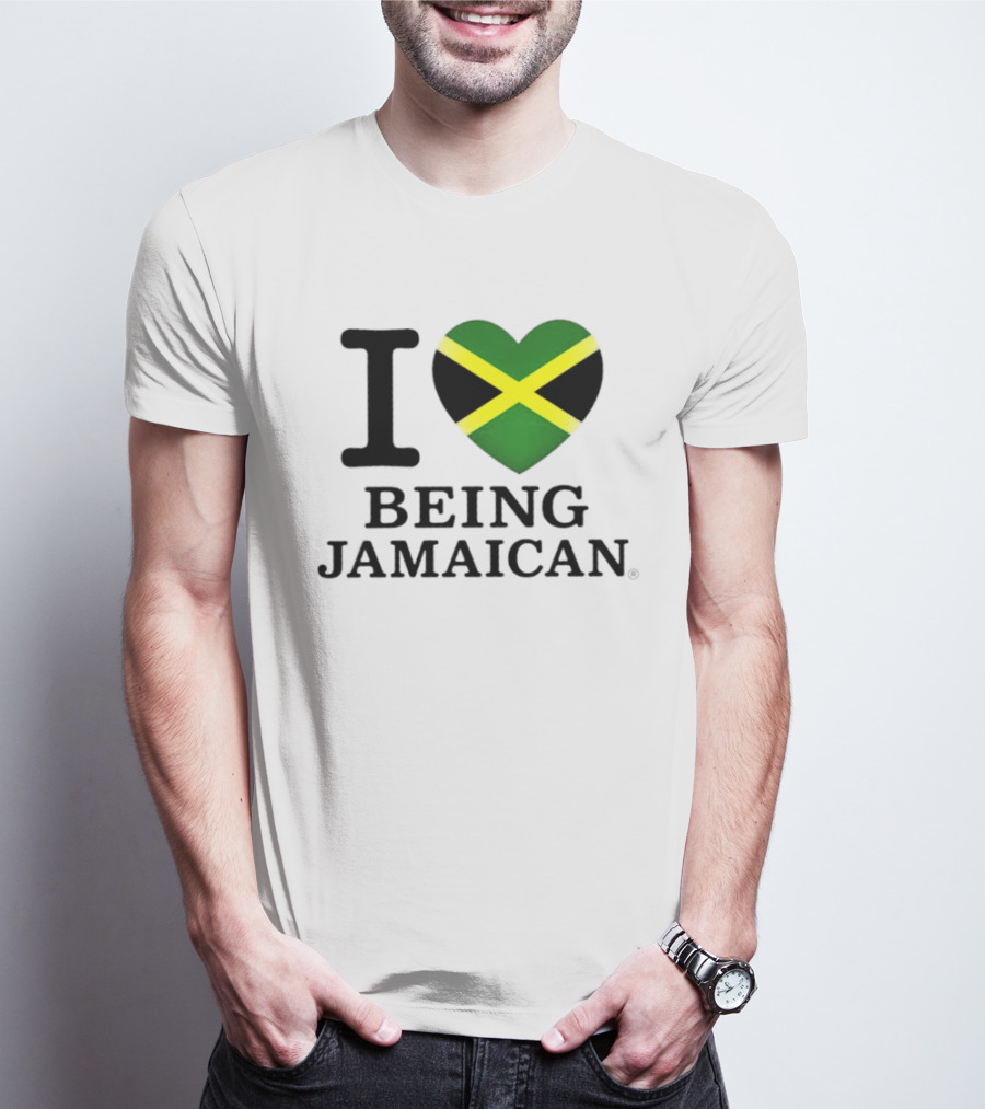 I Love Being Jamaican Flag Heart T-Shirt