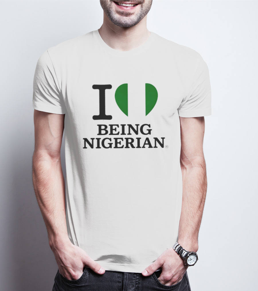 Love Being Nigerian Flag Heart T-Shirt