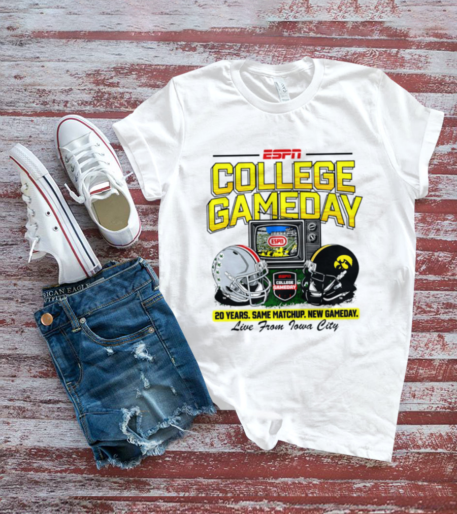 ESPN College GameDay 2026 Iowa Hawkeyes Vs Ohio State Buckeyes 20 Years Same Matchup Iowa City T-Shirt