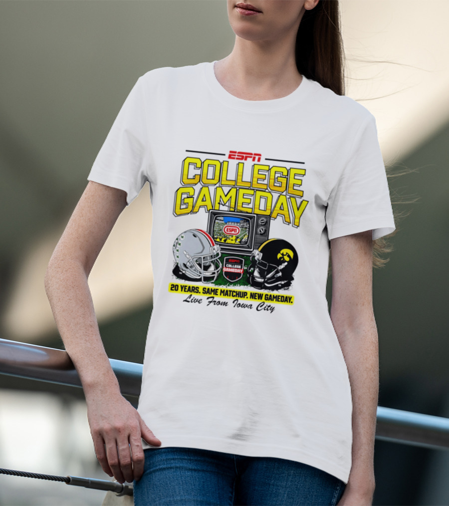 ESPN College GameDay 2026 Iowa Hawkeyes Vs Ohio State Buckeyes 20 Years Same Matchup Iowa City T-Shirt